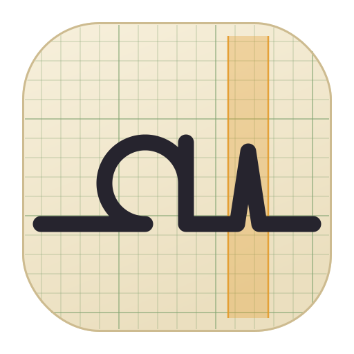 The Adichtion logo: one ink trace on chart-recorder paper writing an a that runs on into a selected spike.